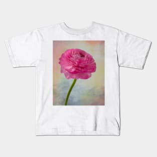 Soft pink Textured Ranunculus Kids T-Shirt